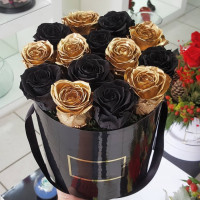 15 Золотых и Черных Роз (40 см.) в коробке 15 Золотых и Черных Роз (40 см.) в коробке