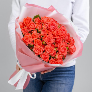 15 Кустовых Коралловых Роз (40 см.) 15 Кустовых Коралловых Роз (40 см.)