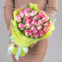 19 Розовых Пионовидных Тюльпанов