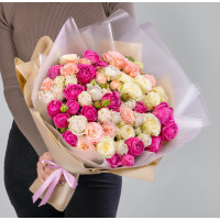 35 Кустовых Пионовидных Роз Микс (40 см.)