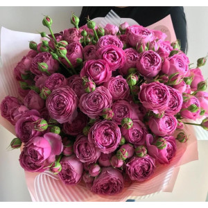 35 Кустовых Пионовидных Розовых Роз (50 см.)