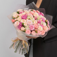 35 Кустовых Пионовидных Роз Микс (50 см.)