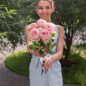 5 Пионовидных Роз Пинк Охара (50 см.)
